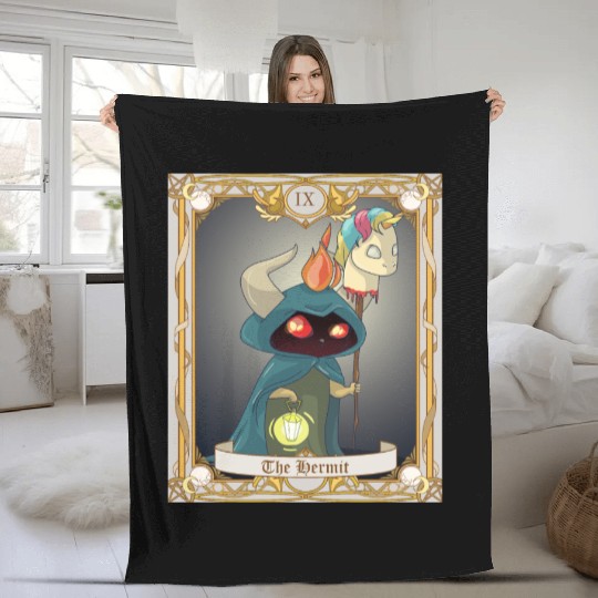 The Hermit Tarot Card, Major Arcana Anime Baphomet Fleece Blankets