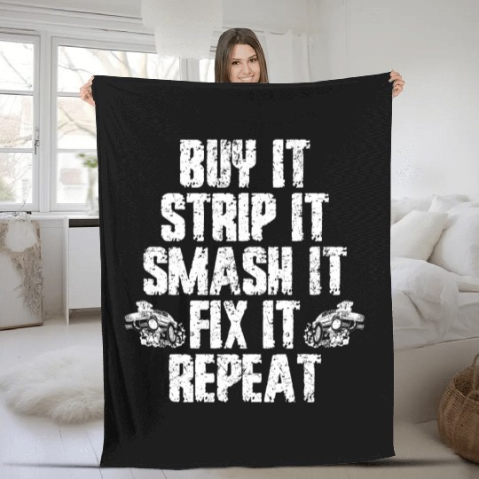 Buy Strip Smash Fix Repeat Demolition Derby Car Fleece Blankets