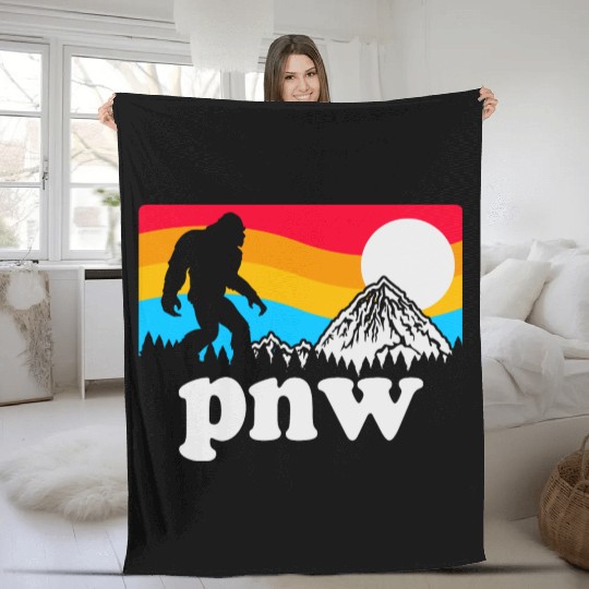PNW Pacific Northwest Bigfoot Fleece Blankets