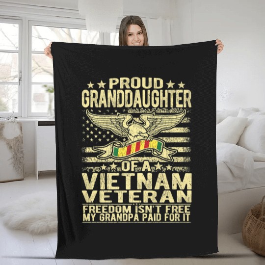 Veteran Gift-Granddaughter Of Vietnam Veteran Us F Fleece Blankets
