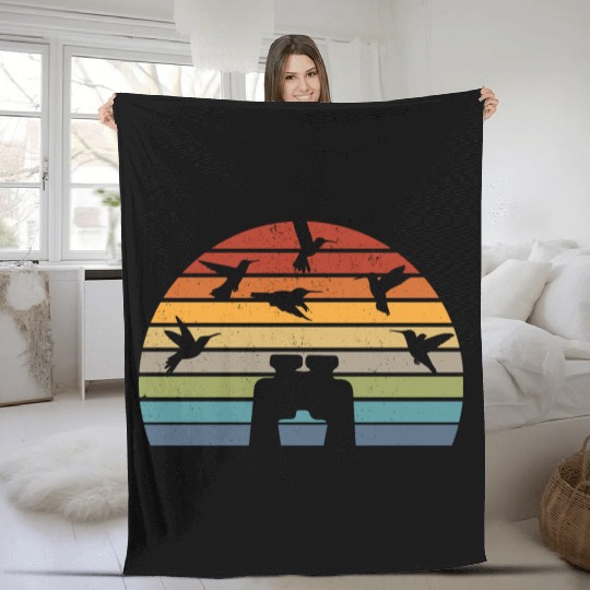 Bird Watching Vintage Birdwatching Birding Fleece Blankets