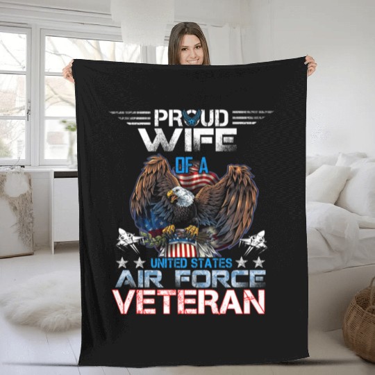 Veteran-Proud Wife Of Us Air Force Veteran Patriot Fleece Blankets