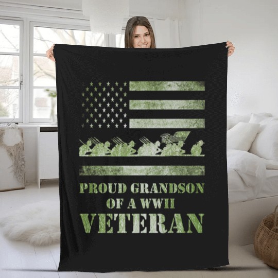 World War 2 Ii 80th Anniversary Proud Grandson Of Fleece Blankets