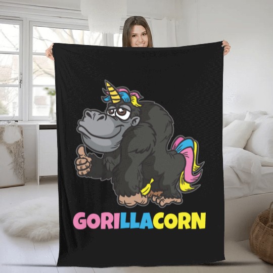 Gorillacorn Unicorn Gorilla Fleece Blankets