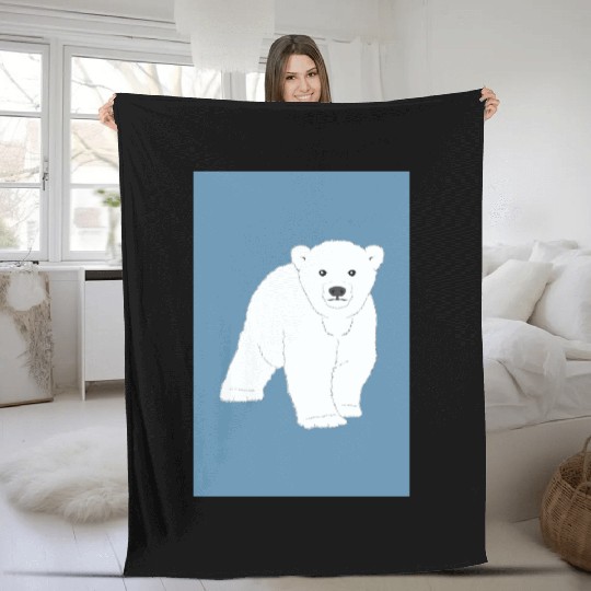Polar bear cub Fleece Blankets