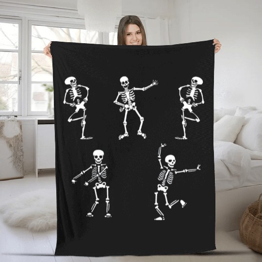 skeleton , Dancing Skeleton, Halloween , Dancing Fleece Blankets