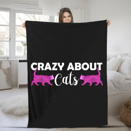Crazy about cats - Cat lover - Cat owner gift Fleece Blankets