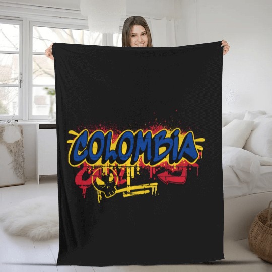 Colombia Graffiti Flags Design Fleece Blankets