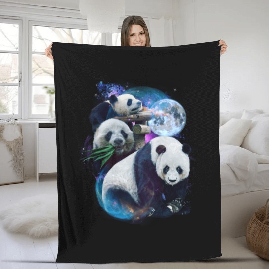 3 Moon Panda Funny Sichuan Bamboo Bear Animal Love Fleece Blankets