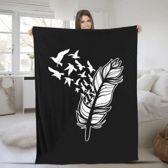 White Doves Feather Peace Freedom Media Writer Fleece Blankets