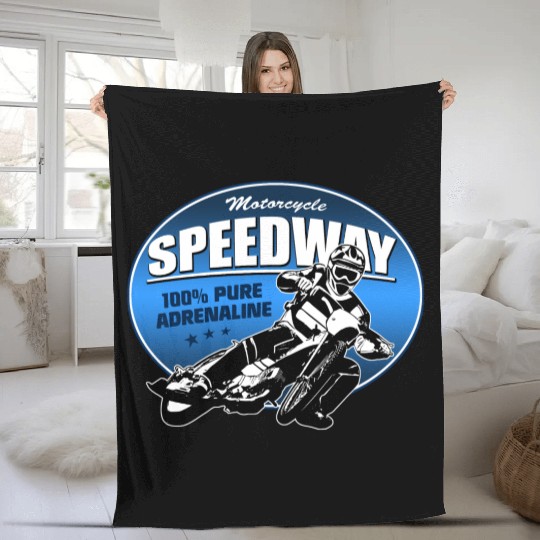 Motorcycle Speedway Racing Fleece Blankets