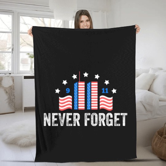 Never Forget 9/11 Patriot Day 2021 Fleece Blankets