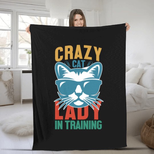 Crazy cat lady Fleece Blankets