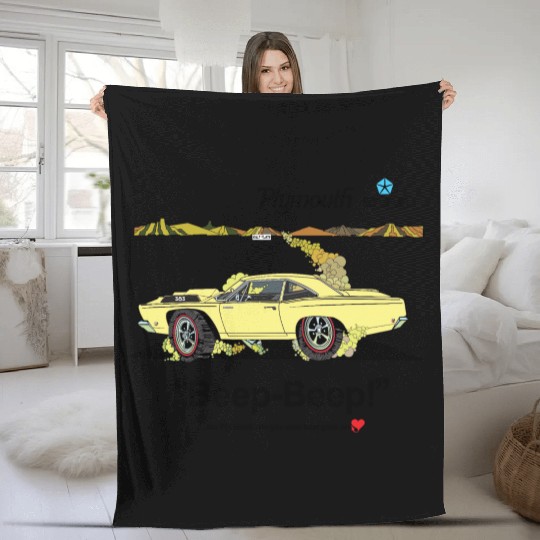 1968 Plymouth Road Runner Salt Flats Yellow Fleece Blankets