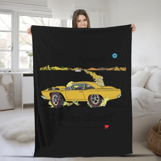 1968 Plymouth Road Runner Salt Flats Bahama Yellow Fleece Blankets