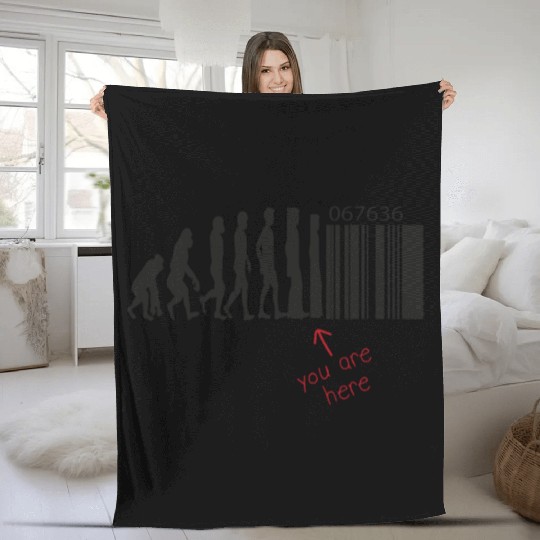 Evolution - Barcode - Transhumanism - Technology Fleece Blankets