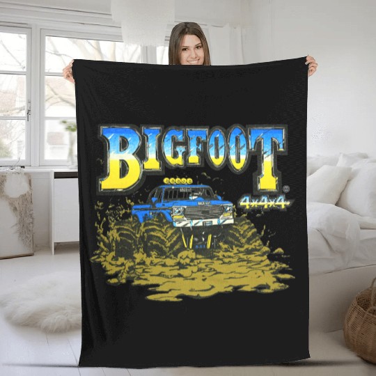 Classic BIGFOOT In The Mud Fleece Blankets