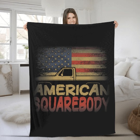 American Flag Square Body American Squarebody Fleece Blankets