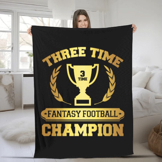 Three Time Fantasy Football Champion Fleece Blankets