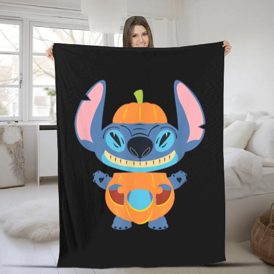 Stitch Pumpkin Halloween Fleece Blankets