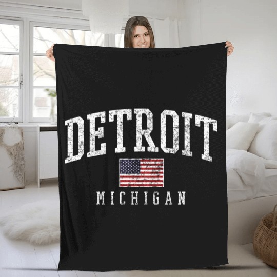 Detroit Motor City Fleece Blankets