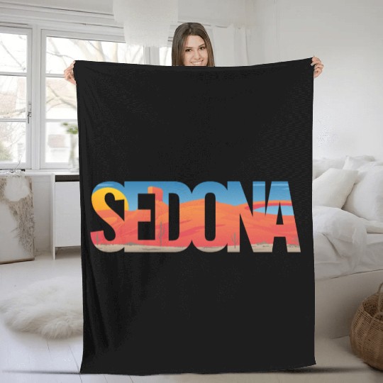 Sedona Arizonna Scenic Typography Fleece Blankets
