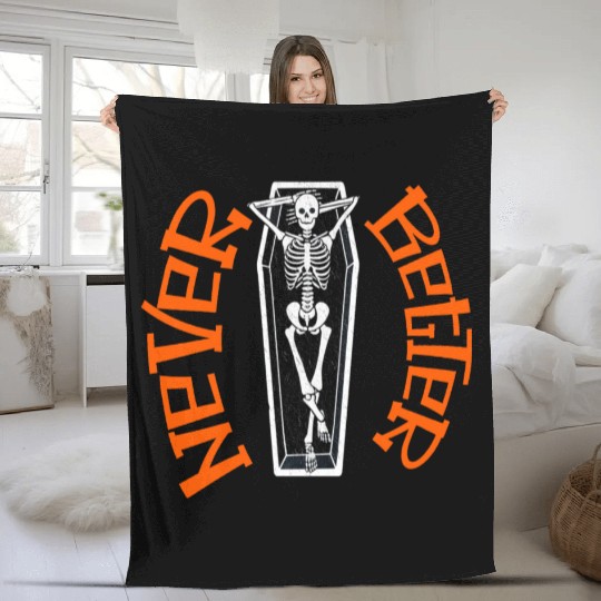 Pumpkin, Dancing Skeleton Never Better Skull Skele Fleece Blankets