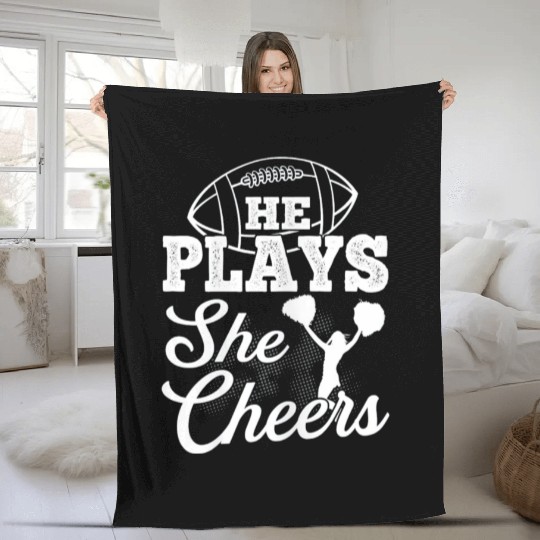 Cheer Mom Football Son Fleece Blankets