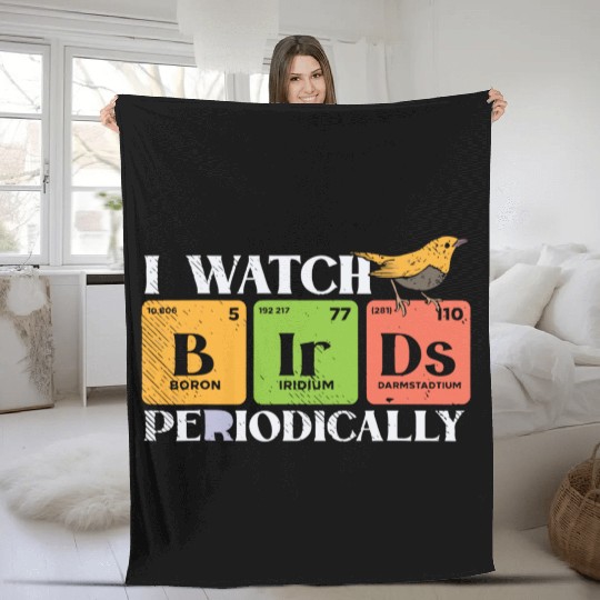 Bird Watching Birds Periodic Table Bird Watcher Fleece Blankets