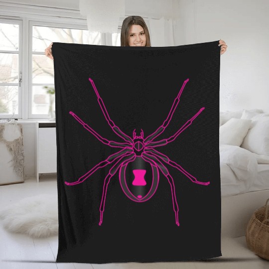 Black Widow Pink Design Fleece Blankets