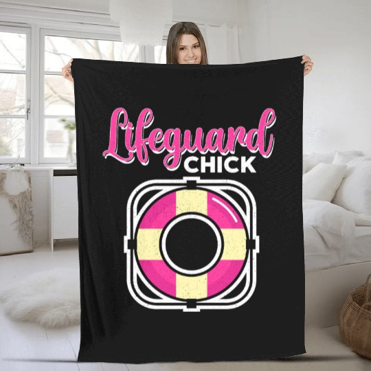 Lifeguard Chick Rescuer Pool Guard Lifeguarding Fleece Blankets