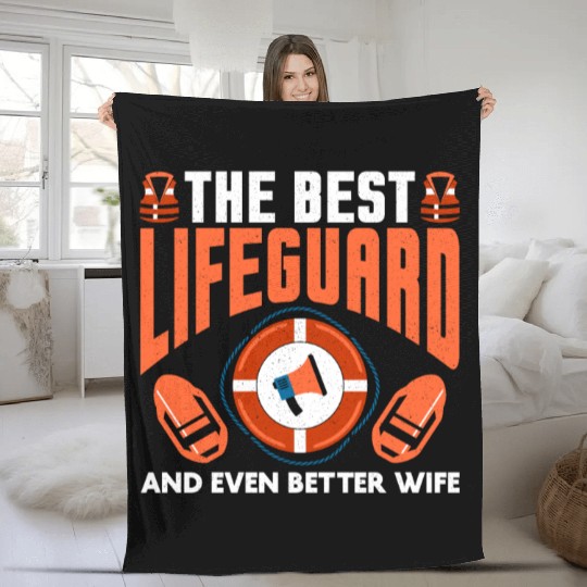 Best Lifeguard Wife Rescuer Pool Guard Fleece Blankets