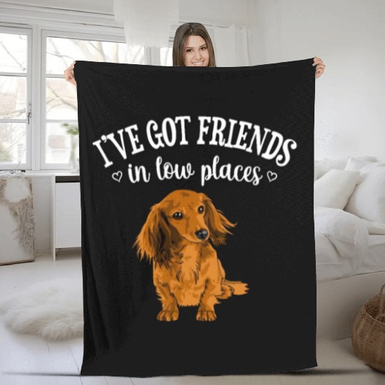 Long Haired Dachshund Fleece Blankets