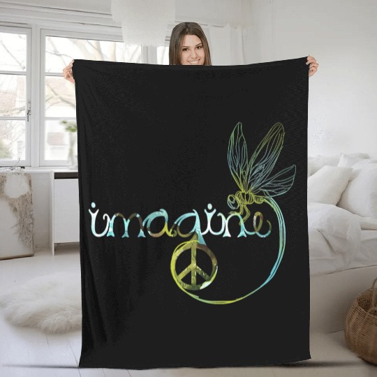 Dragonfly Imagine Hippie Fleece Blankets For Women Men