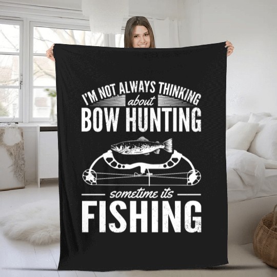 Trout Angler Bow & Arrow Hunter Deer Hunting Fleece Blankets