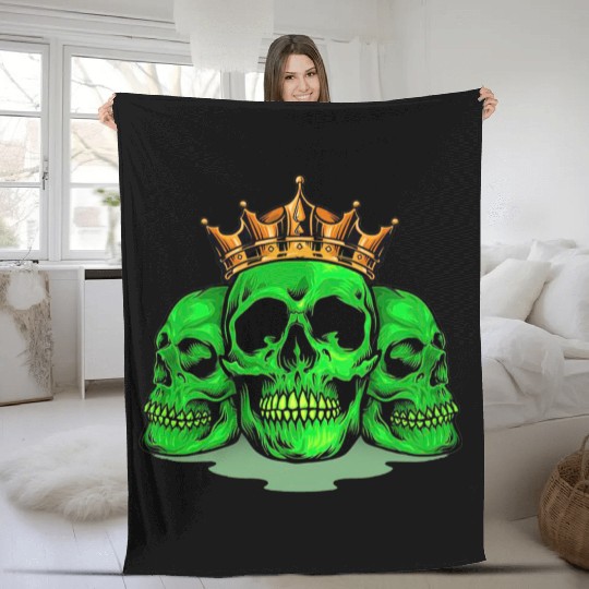 King Family Skull Green Fleece Blankets