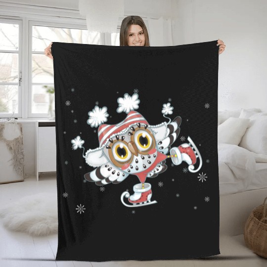 owl skating Fleece Blankets