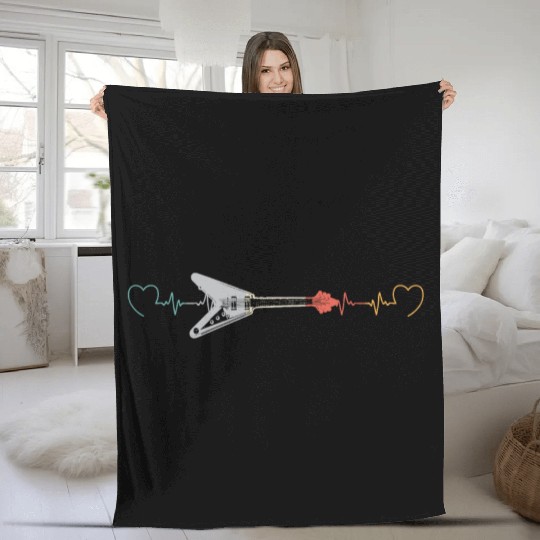 Guitar Heartbeat Guitarist Musical Instrument Fleece Blankets