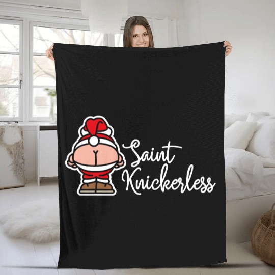 St. Knickerless funny Santa Claus Christmas puns Fleece Blankets