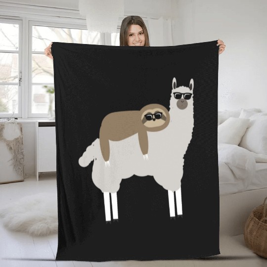 funny sloth riding llama - cute animals lover gift Fleece Blankets