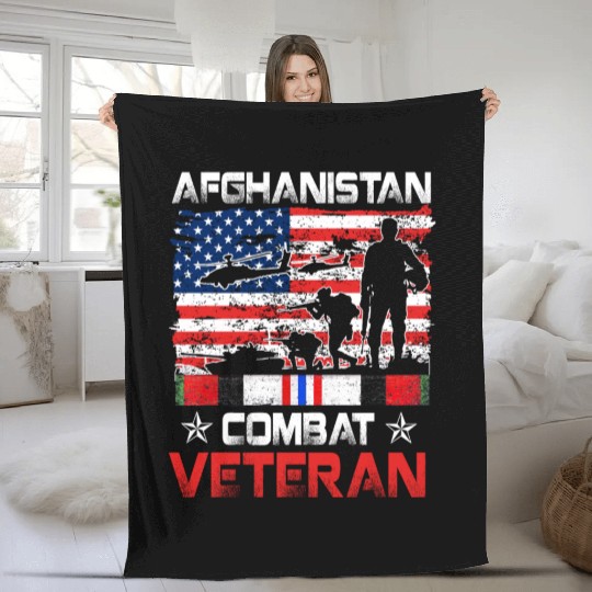 Afghanistan Combat Veteran US Veteran Military Fleece Blankets