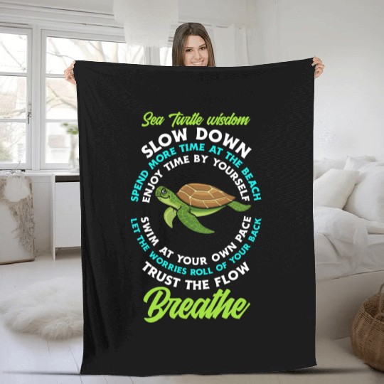 Sea Turtle Wisdom Funny Sea Turtle Gift Fleece Blankets