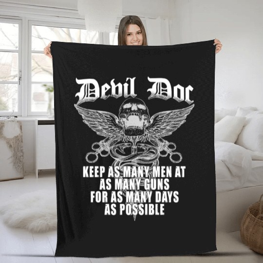 Devil Doc US Navy Corpsman Badass Army Veteran Fleece Blankets