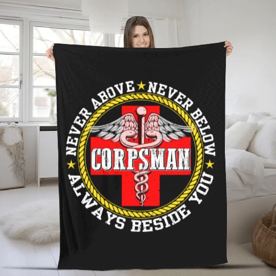Corpsman Devil Doc Corpsman US Army Fleece Blankets
