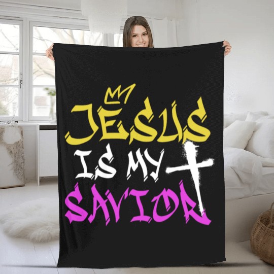 Jesus Is My Savior Graffiti Street Art Drawing Fleece Blankets