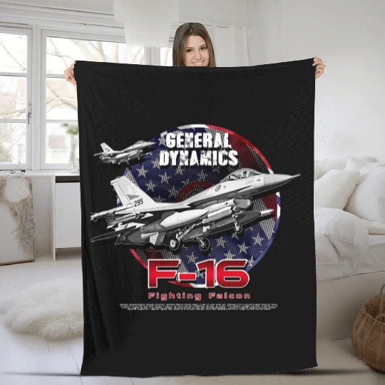 F-16 Fighting Falcon General Dynamics Fighter Jet Fleece Blankets