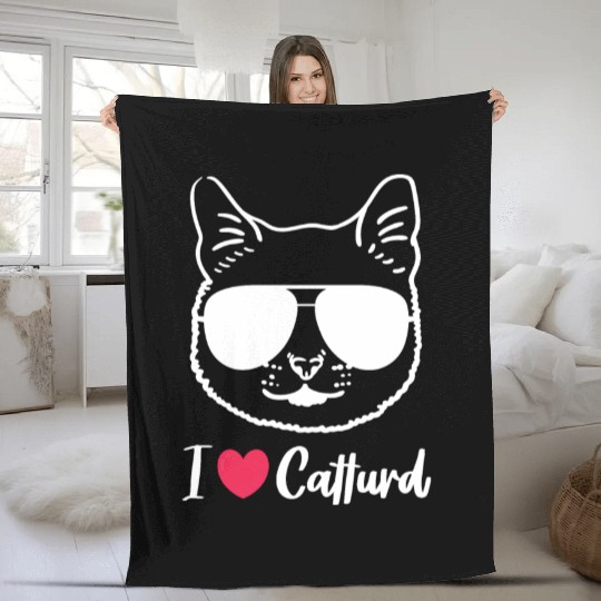 I Love Catturd Funny Fleece Blankets