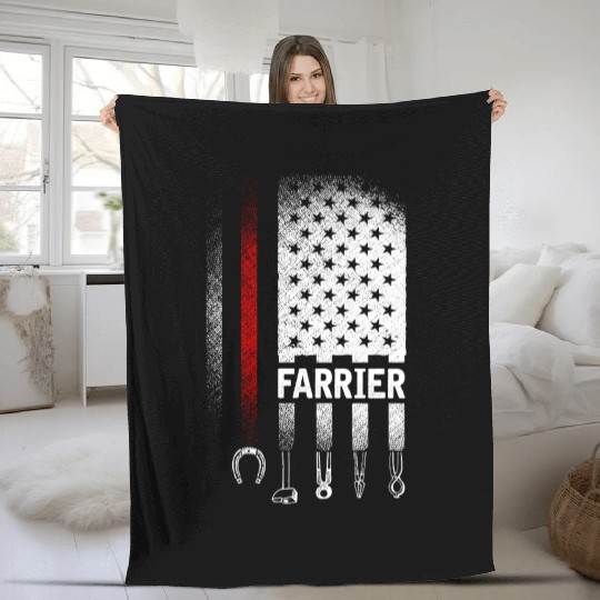 Farrier, US Patriotic Flag, Fleece Blankets