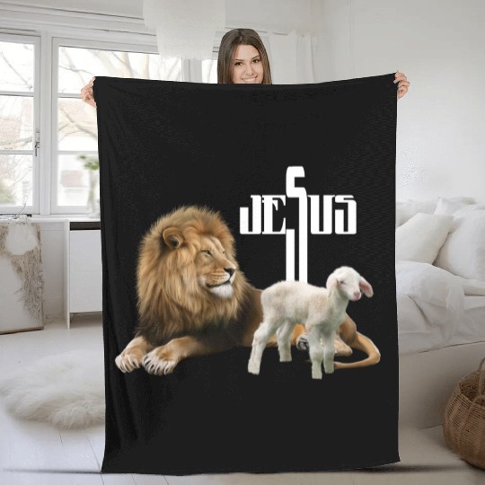Jesus is Lion and Lamb Fleece Blankets