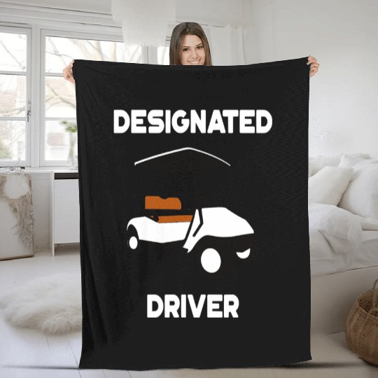 Designated Driver Fleece Blankets Funny Golf Cart Golfers